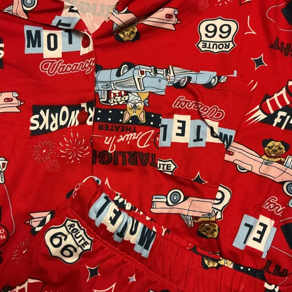 Womans Red Fireworks Pajama Set - Picture 5 of 5